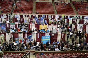 Photo of career fair exhibitors